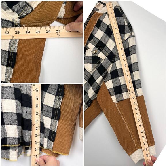 Ivy Jane Women’s Boho Plaid Corduroy Patchwork Quarter Zip Pullover Sweater M/L - Picture 4 of 8